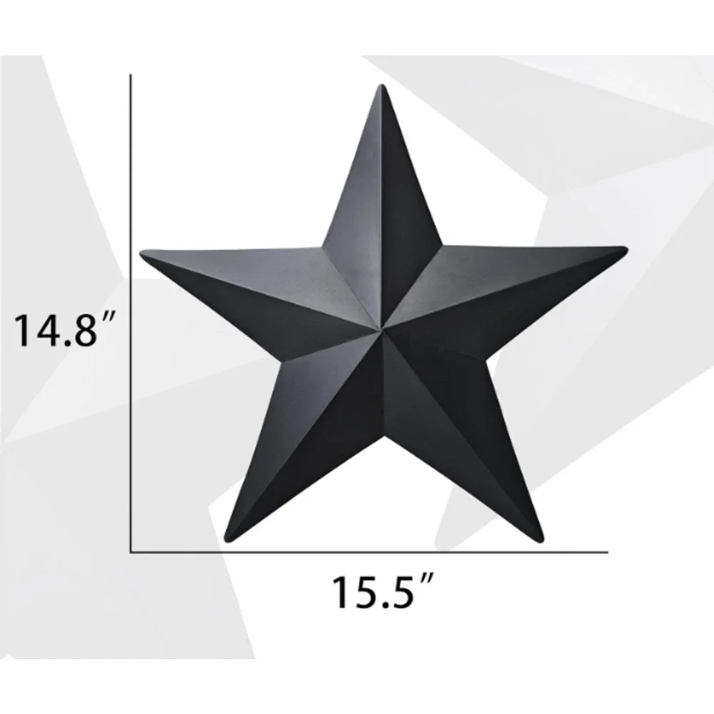 Black Barn Star Wall Decor, Iron Stars for Outside Rustic Western 2PC NEW 15.5”